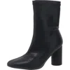 French Connection Womens Block Heel Man Made Booties In Black