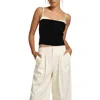 French Connection Womens Button Down Solid Strapless Top