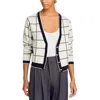 French Connection Womens Check Print Button Front Cardigan Sweater In Cream