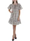 French Connection Womens Checkered Above Knee Shift Dress In Multi