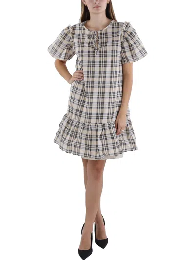 French Connection Womens Checkered Above Knee Shift Dress In Multi