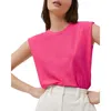 French Connection Shoulder Pad Crepe Tank In Wild Rosa In Multi