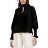 French Connection Womens Cut-out Chiffon Blouse In Black