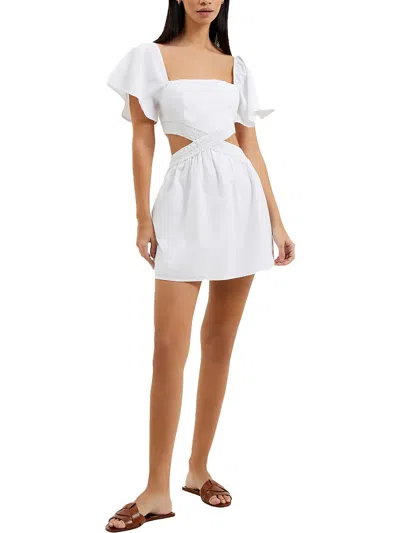 French Connection Womens Cut-out Short Mini Dress In White