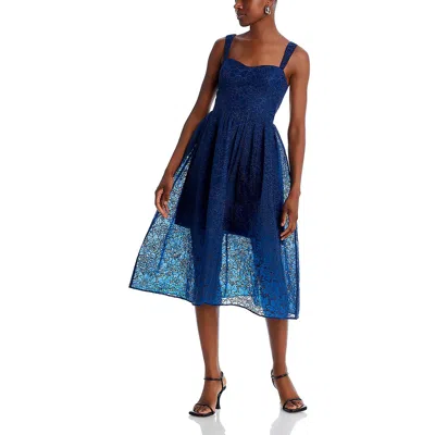 French Connection Womens Embroidered Lace Midi Dress In Blue