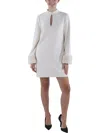 French Connection Whisper Ruth Faux Fur Trim Long Sleeve Minidress In Multi