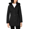 French Connection Womens Faux Fur Lightweight Anorak Jacket In Black