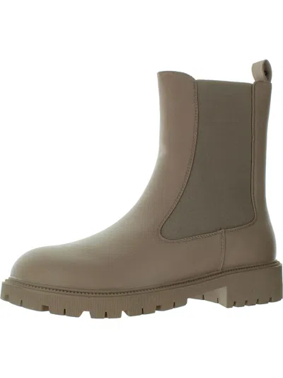 French Connection Womens Faux Leather Ankle Chelsea Boots In Grey