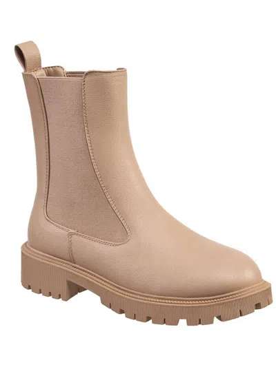French Connection Womens Faux Leather Ankle Chelsea Boots In Pink