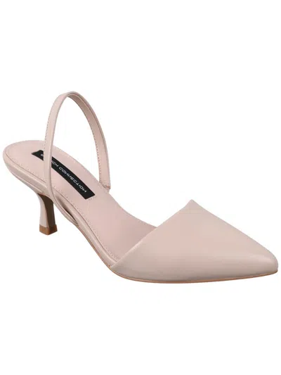 French Connection Womens Faux Leather Burnished Slingback Heels In Nude