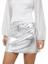 French Connection Metallic Mini Skirt In Silver