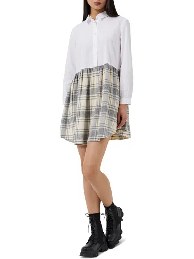 French Connection Womens Flannel Mini Shirtdress In Multi