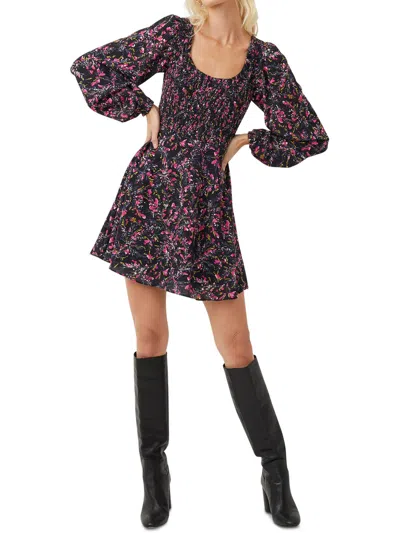 French Connection Womens Floral Mini Fit & Flare Dress In Purple