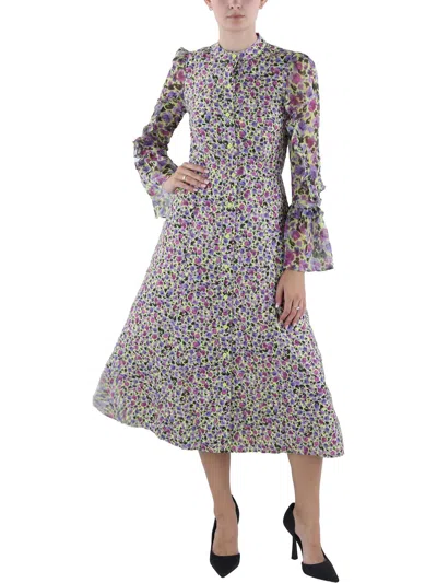 French Connection Womens Floral Print Mid Calf Midi Dress In Multi