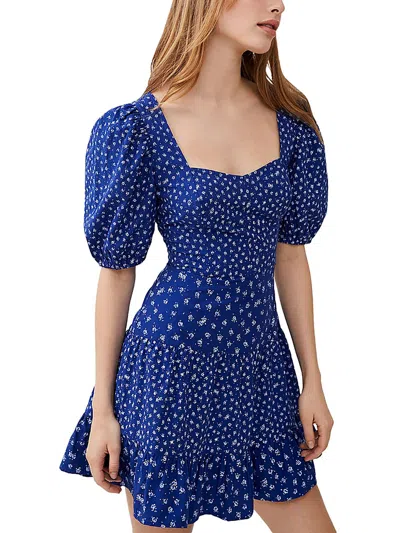 French Connection Womens Gathered Above Knee Babydoll Dress In Blue