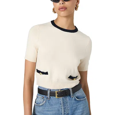 French Connection Womens Knit Contrast Trim Crewneck Sweater In Multi