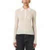 French Connection Linen Blend Knit Button Up Top  Knitwear In Beige