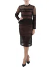 French Connection Womens Lace Overlay Knee Length Midi Dress In Black