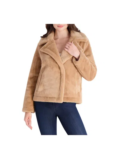 French Connection Womens Lined Faux Fur Teddy Coat In Brown