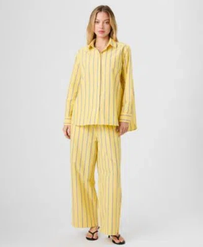 French Connection Womens Long Sleeve Button Front Stripe Shirt Drawstring Pants