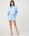 French Connection Womens Lorenzo Striped Cropped Shirt Lorenzo Striped Shorts In Blue