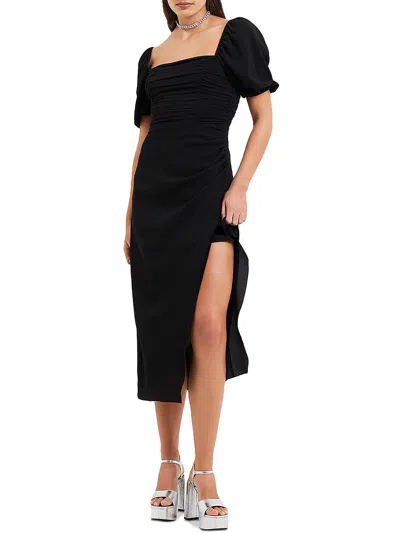 French Connection Womens Midi Smocked Midi Dress In Black