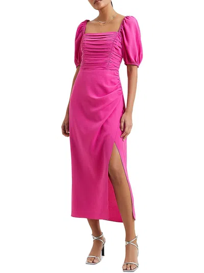 French Connection Womens Midi Smocked Midi Dress In Pink