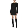 French Connection Ennis Long Sleeve Satin Minidress In Black