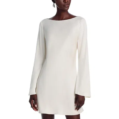French Connection Ennis Satin Bell Sleeve Mini Dress In Classic Cream