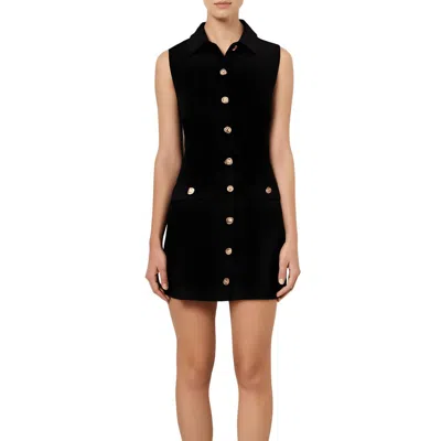 French Connection Azra Twill Sleeveless Button Dress In Black