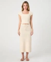 French Connection Womens Nellis Cotton Collage Short Sleeve Top Nellis Cotton Side Slit Skirt