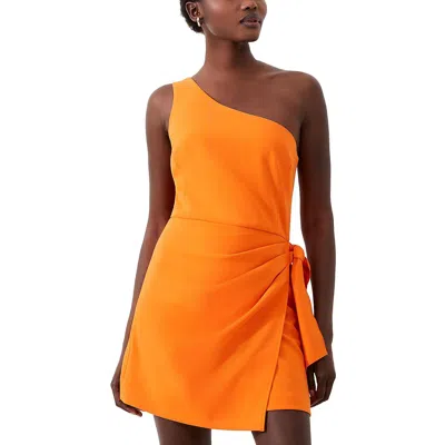French Connection Womens One Shoulder Mini Cocktail And Party Dress In Gold