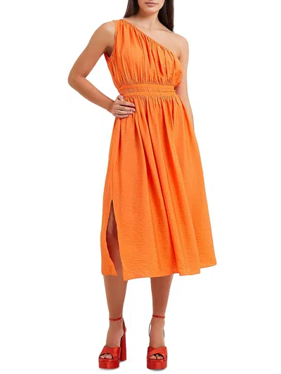 French Connection Womens Party Midi Fit & Flare Dress In Orange