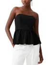 French Connection Harry Suiting Strapless Peplum Top In Black