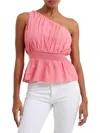 FRENCH CONNECTION WOMENS PEPLUM ONE SHOULDER PULLOVER TOP