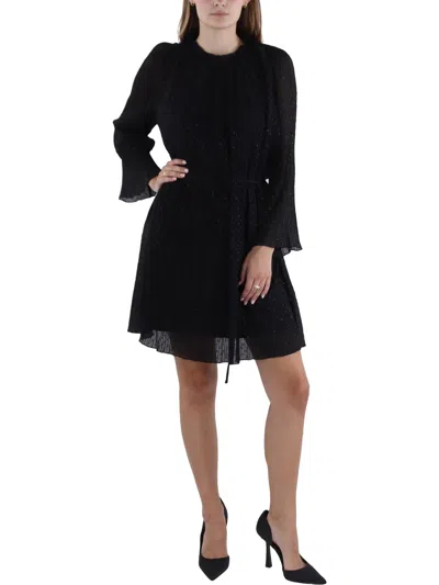 French Connection Womens Pleated Above Knee Shift Dress In Black