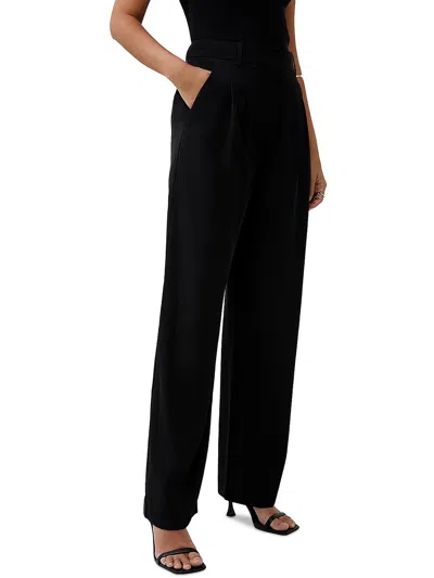 French Connection Womens Pleated Polyester Suit Pants In Black