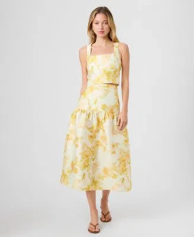 French Connection Womens Printed Cropped Top Printed Midi Skirt In Yellow
