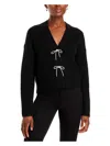 French Connection Babysoft Sparkly Bow Embellished Cardigan In Black