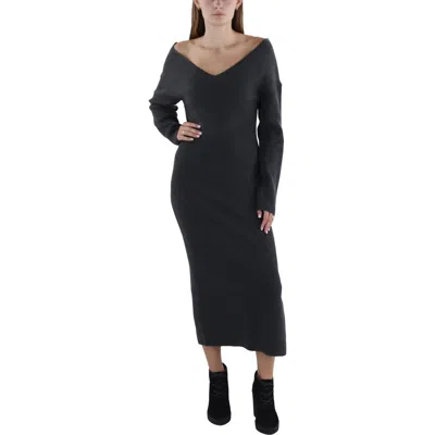 French Connection Womens Ribbed Tea Length Sweaterdress In Black