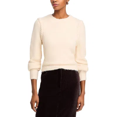 French Connection Womens Ribbed Trim Alpaca Pullover Sweater In Cream