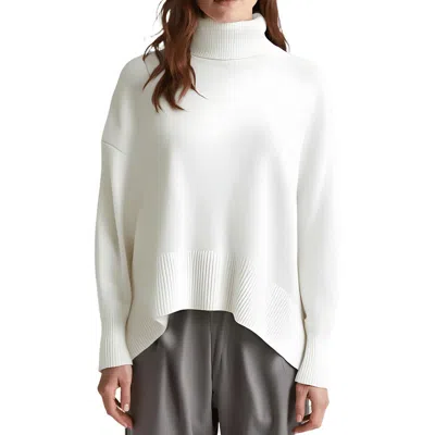 French Connection Womens Ribbed Trim Knit Turtleneck Sweater In White