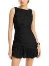 French Connection Womens Ruched Above Knee Bodycon Dress In Black