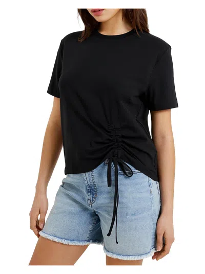 French Connection Womens Ruched Short Sleeve Pullover Top In Black