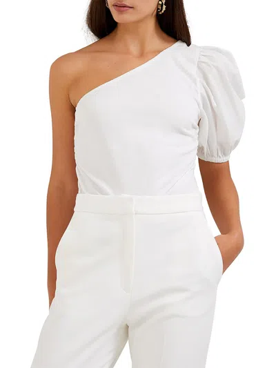 French Connection Womens Ruched Side One-shoulder Blouse In White