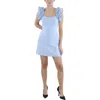 French Connection Whisper Ruffle Sleeve Minidress In Blue