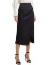 French Connection Inu Satin Midi Wrap Skirt In Black
