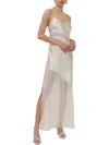 French Connection Satin Maxi Cami Dress With Panels In Off White In Multi