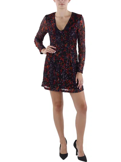 French Connection Womens Sequined Above Knee Shift Dress In Multi