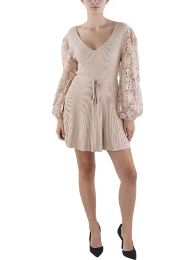 French Connection Womens Sequined Lace Mini Dress In Beige